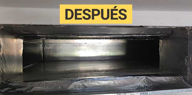 limpieza conducto aire después de la limpieza